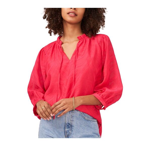 NWT Vince Camuto Split Neck Zebra Print Blouse – Women’s Small, Pink - Picture 1 of 10